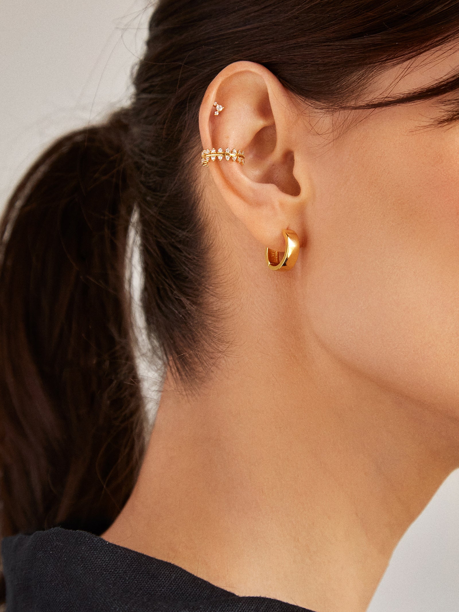 Victoria 18K Gold Ear Cuff - Gold/Pav?? - Image 2