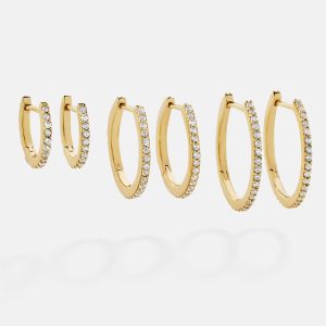Niata 18K Gold Earring Set - 18K Gold. Pav?? Cubic Zirconia Stones