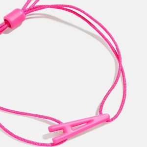 East West Initial Cord Bracelet - Hot Pink