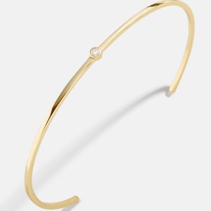 Yasmine 18K Gold Cuff Bracelet - Stone Center