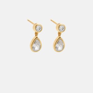 Dare to Dazzle 18K Gold Kids' Earrings - Clear