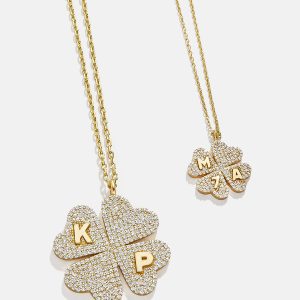 Clover 18K Gold Custom Pendant Necklace - 18K Gold. Pav?? Cubic Zirconia Stones