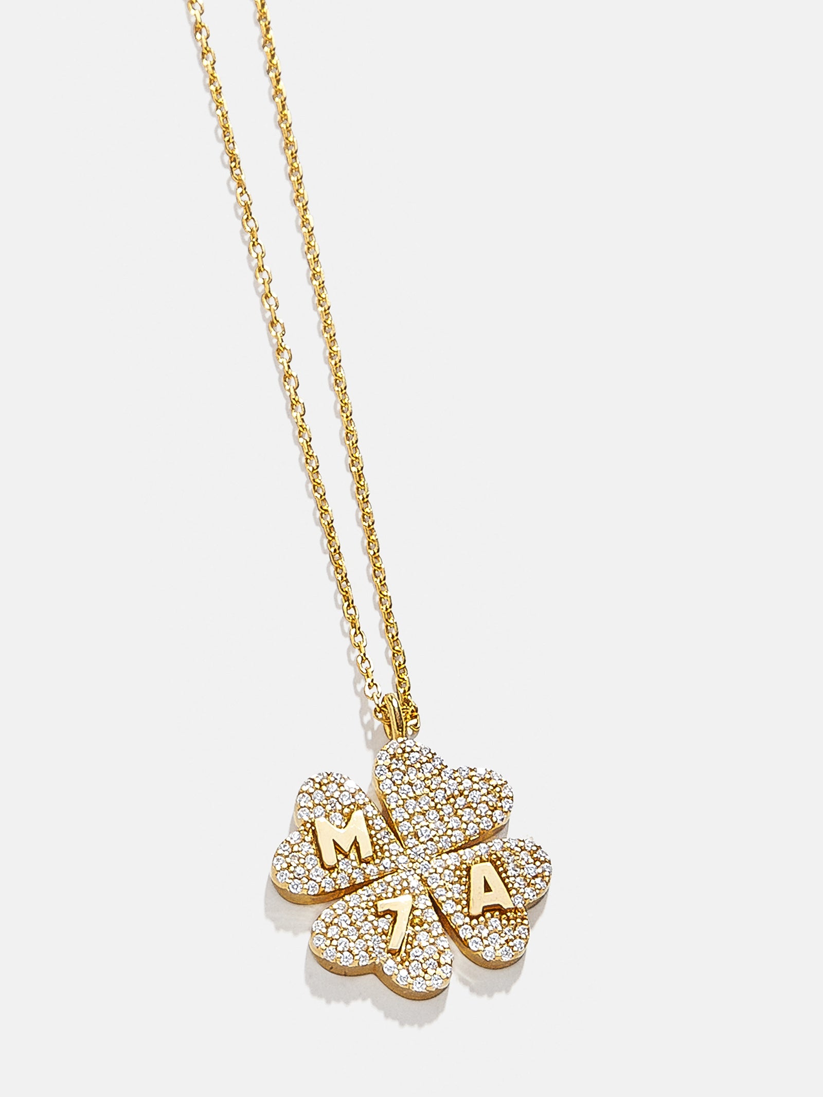 Clover 18K Gold Custom Pendant Necklace - 18K Gold. Pav?? Cubic Zirconia Stones - Image 2
