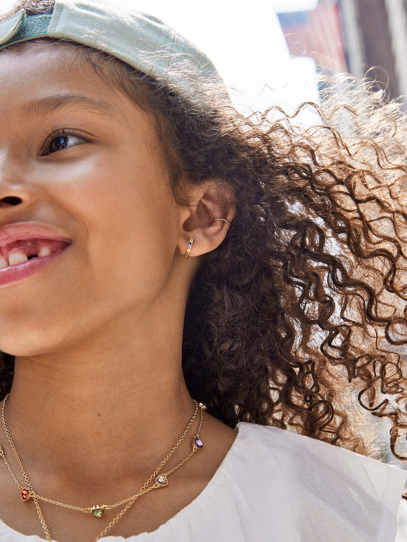 Tori 18K Gold Kids' Earrings - Gold/Pav?? - Image 2