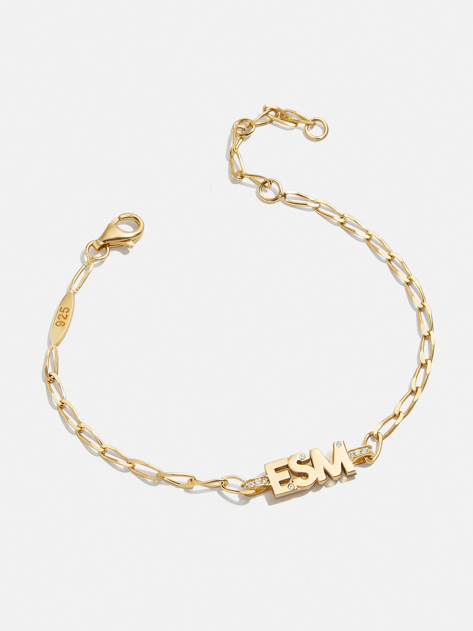 Mini 18K Gold Custom Initial Bracelet - Gold/Pav?? - Image 3