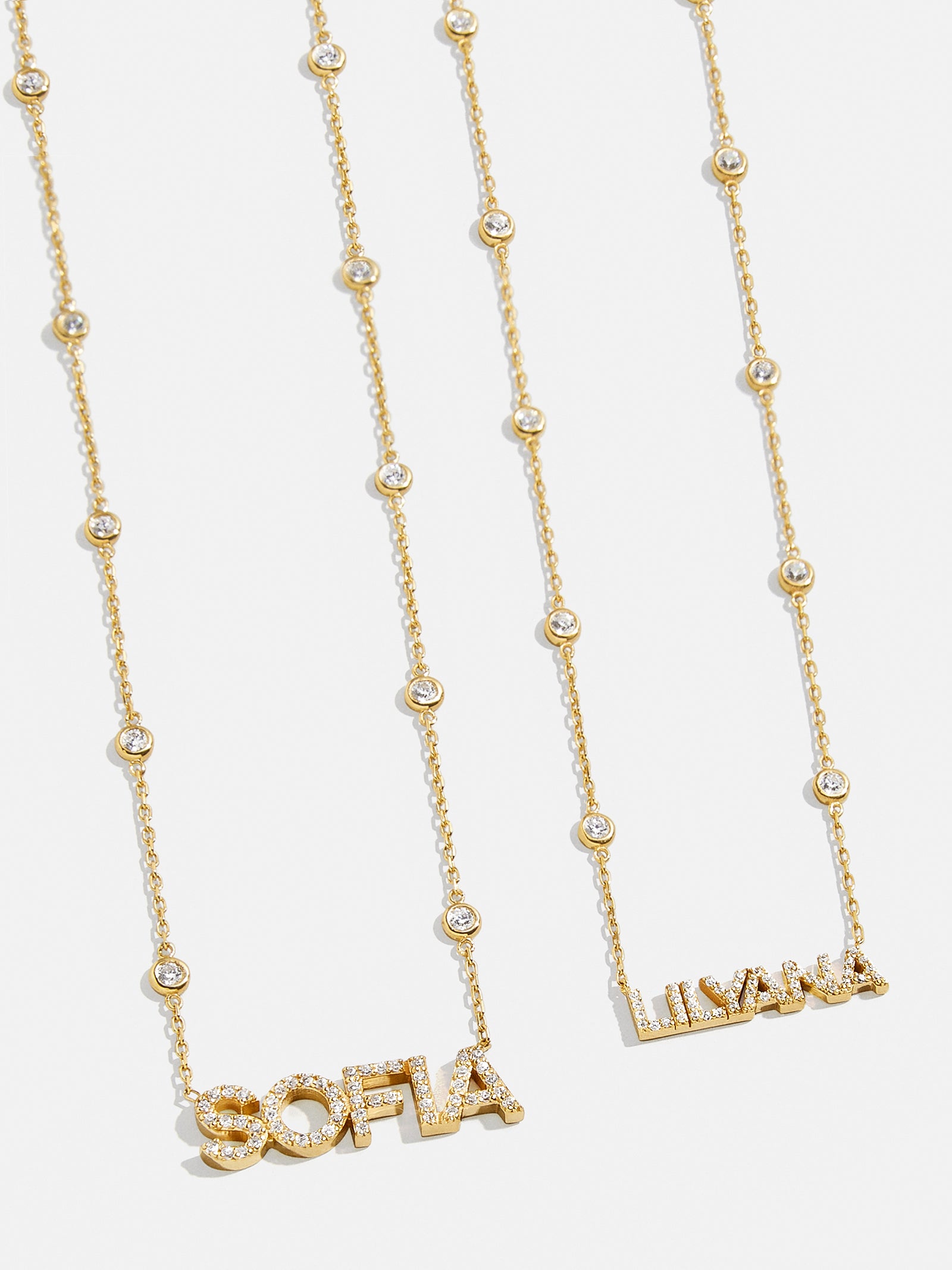 Yasmine 18K Gold Custom Nameplate Necklace - Gold/Pav??