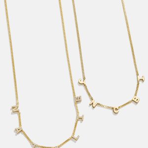Mini 18K Gold Spaced Letter Custom Name Necklace - 18K Gold