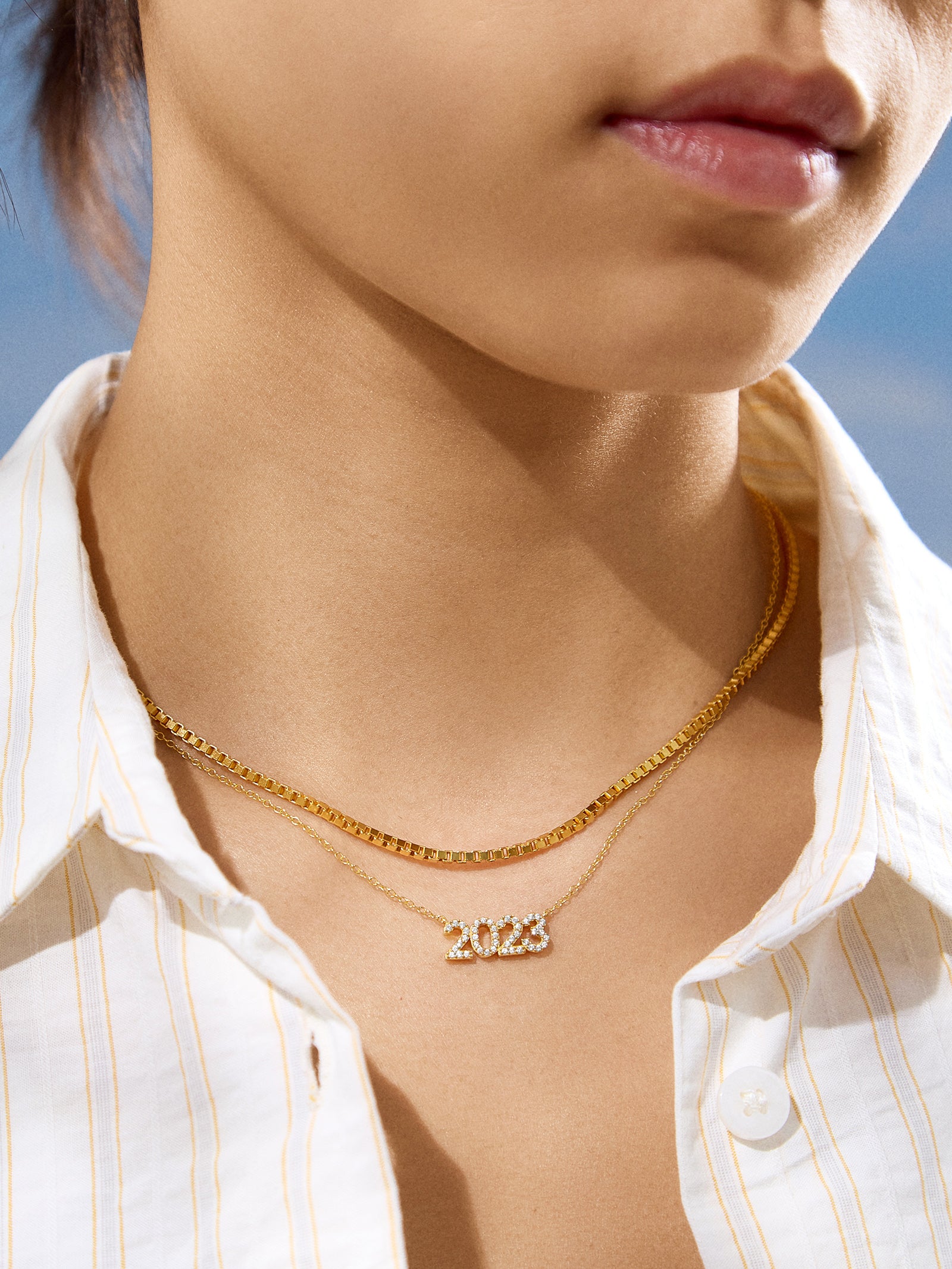 18K Gold Block Font Custom Number Necklace - Block Font Numbers - Image 6