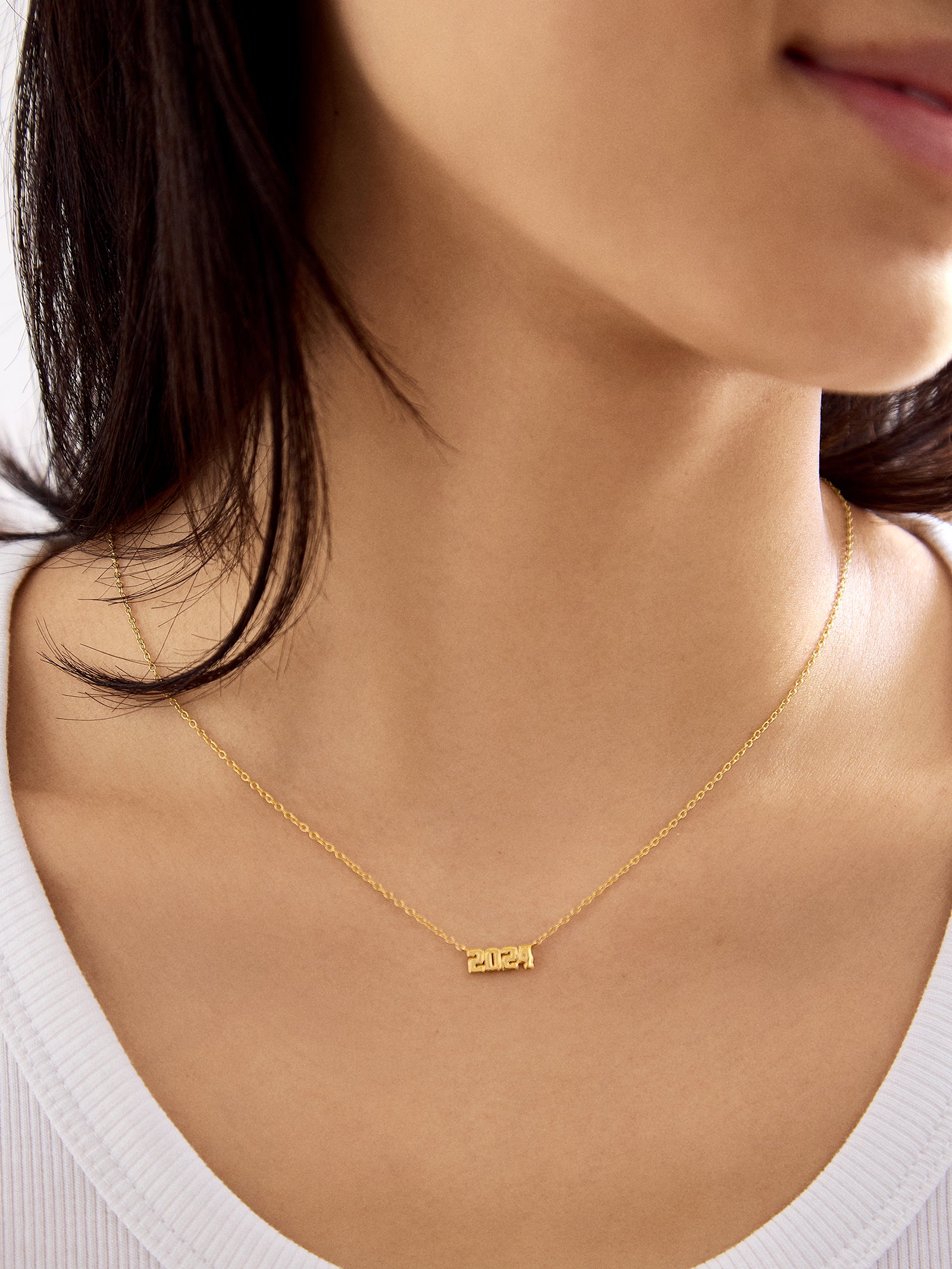 18K Gold Varsity Font Custom Number Necklace - Varsity Font Numbers - Image 3
