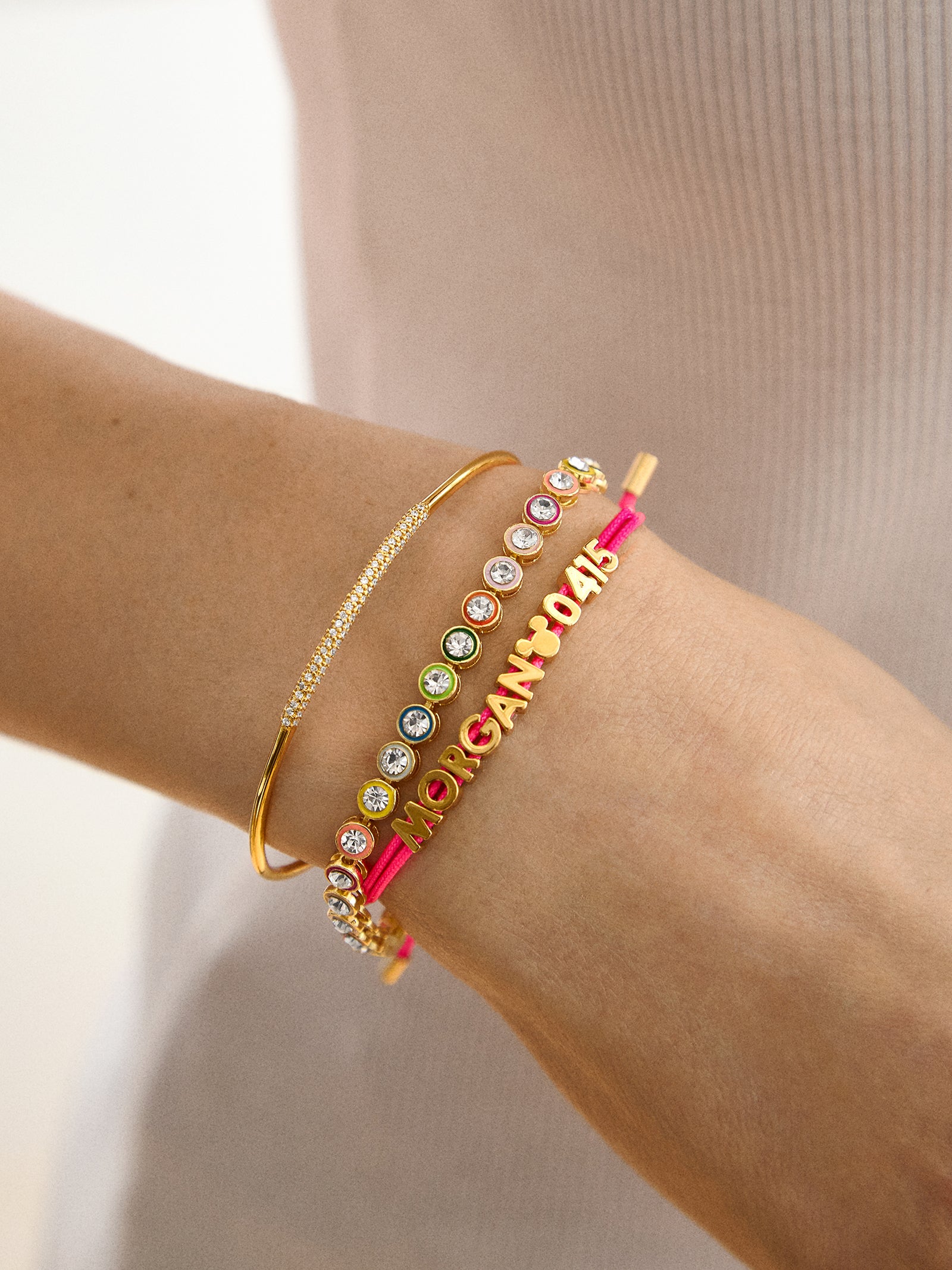 Disney Mickey Mouse Custom Cord Bracelet - Hot Pink - Image 2