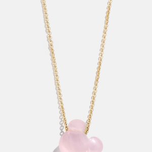 Mickey Mouse Disney Stone Pendant Necklace - Rose Quartz