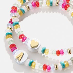 Kids' Initial & Heart Bracelet Set - Multi