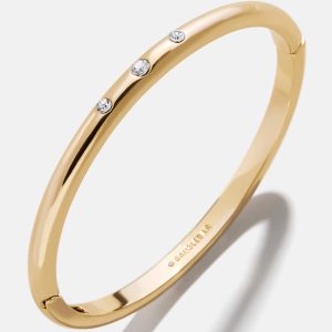 Nadia Classic Hinge Bangle - Classic Thin Gold Triple Bezel