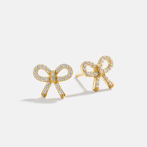 18K Gold Just For Fun Earrings - Pav?? Bow