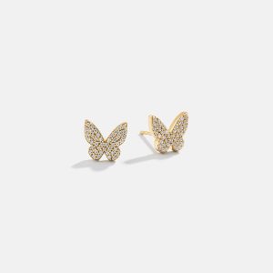 18K Gold Just For Fun Earrings - Pav?? Butterfly