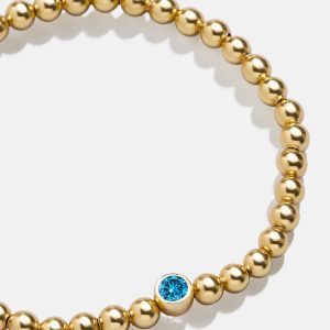 18K Gold Birthstone Pisa Bracelet - Blue Zircon