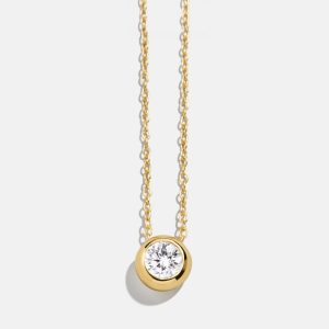 18K Gold Birthstone Pendant Necklace - Crystal