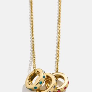 18K Gold Birthstone Charm Necklace - Gold