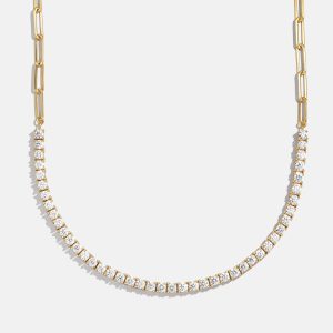 Harper 18K Gold Tennis Necklace - Gold/Pav??