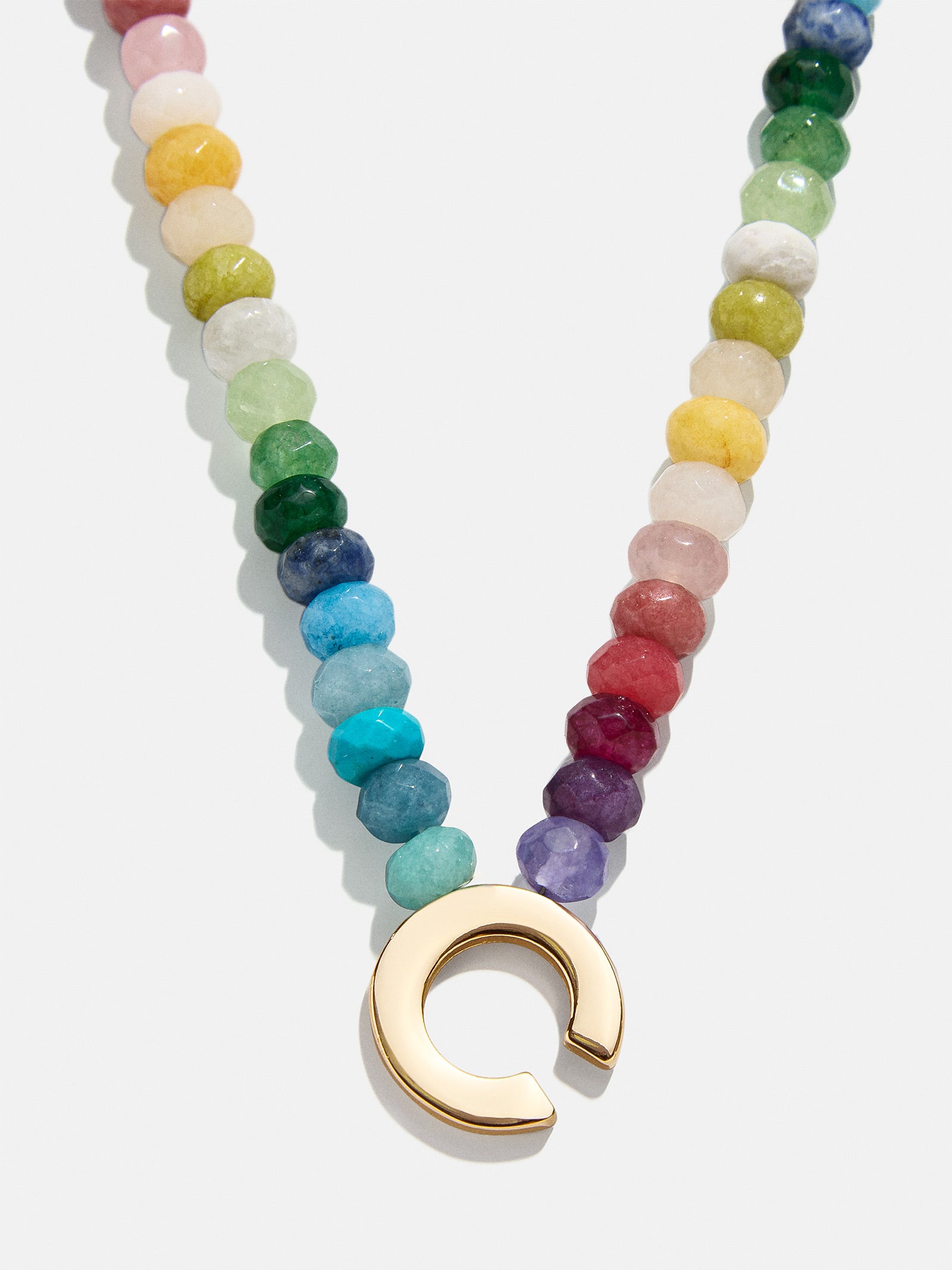 Semi-Precious Block Initial Necklace - Multi - Image 5