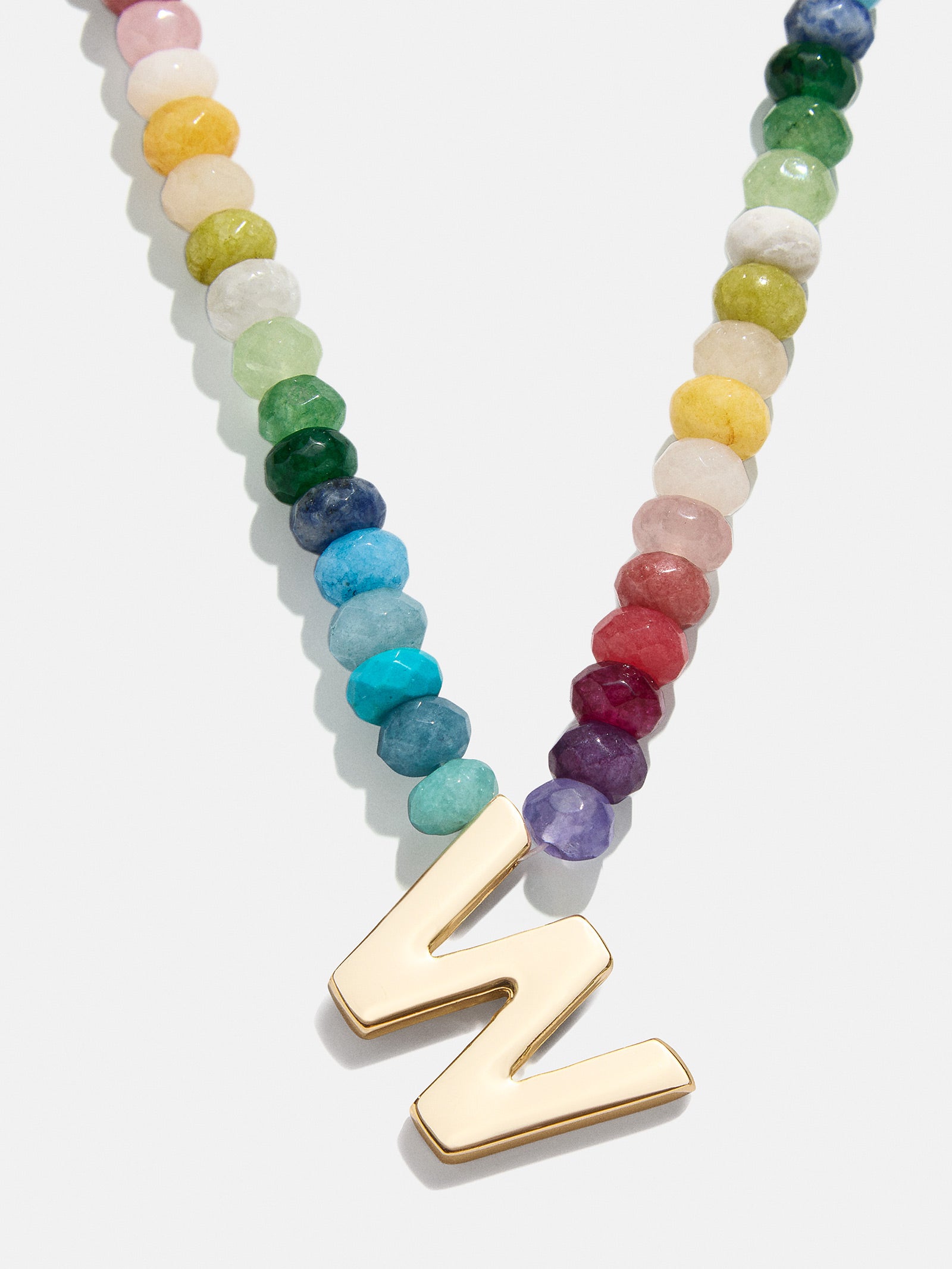 Semi-Precious Block Initial Necklace - Multi - Image 23