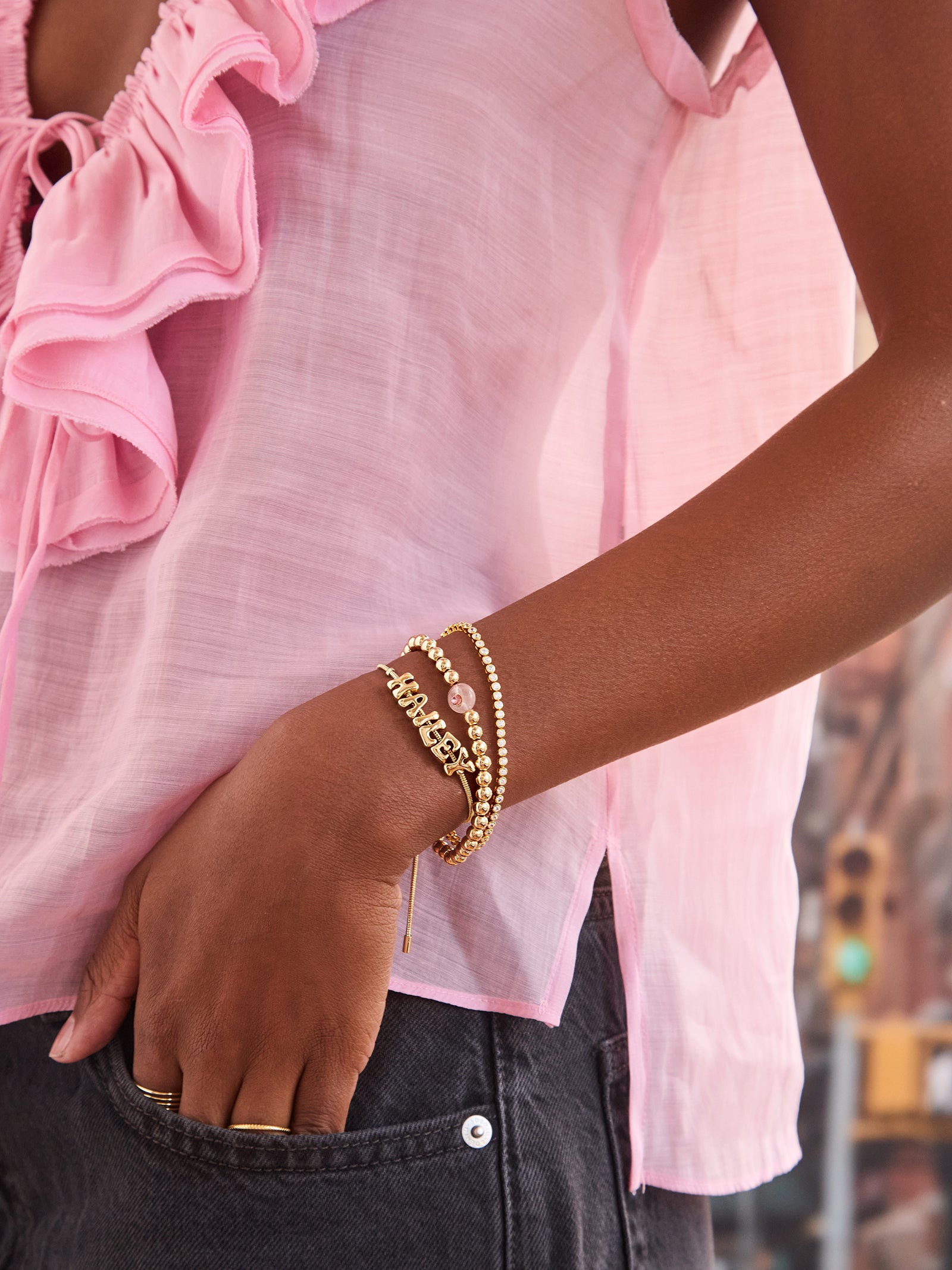 Semi-Precious Birthstone Pisa Bracelet - Aquamarine - Image 2