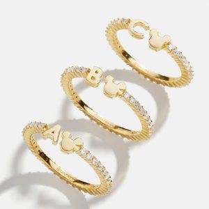 Disney Mickey Mouse 18K Gold Plated Sterling Silver Custom Ring - Gold/Pav??