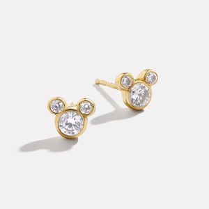 Mickey Mouse Disney 18K Gold Plated Sterling Silver & Cubic Zirconia Studs - Gold/Pav??