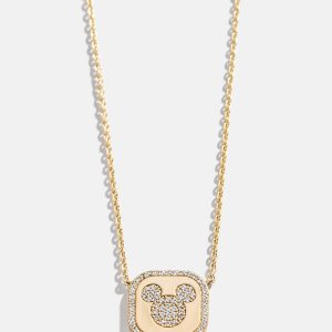 Disney Mickey Mouse 18K Gold Plated Sterling Silver Pendant Necklace - Gold/Pav??