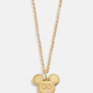 Mickey Mouse Disney 18K Gold Plated Sterling Silver Initial Pendant Necklace - Gold