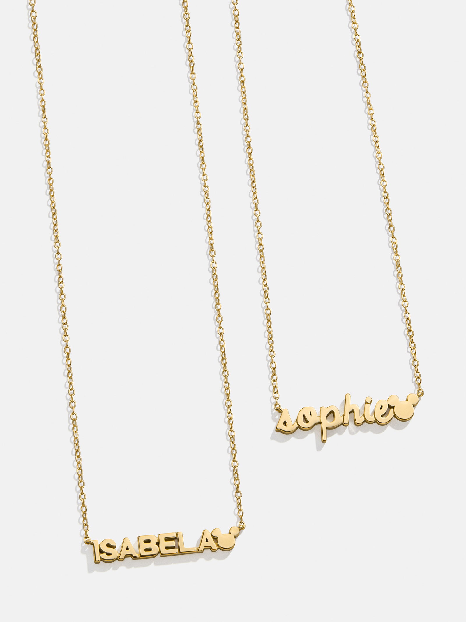 Disney Mickey Mouse 18K Gold Plated Sterling Silver Custom Nameplate Necklace - Gold/Pav?? - Image 2