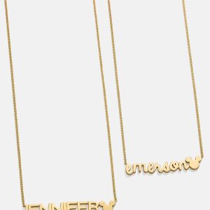 Disney Mickey Mouse 18K Gold Plated Sterling Silver Custom Nameplate Necklace - Gold/Pav??