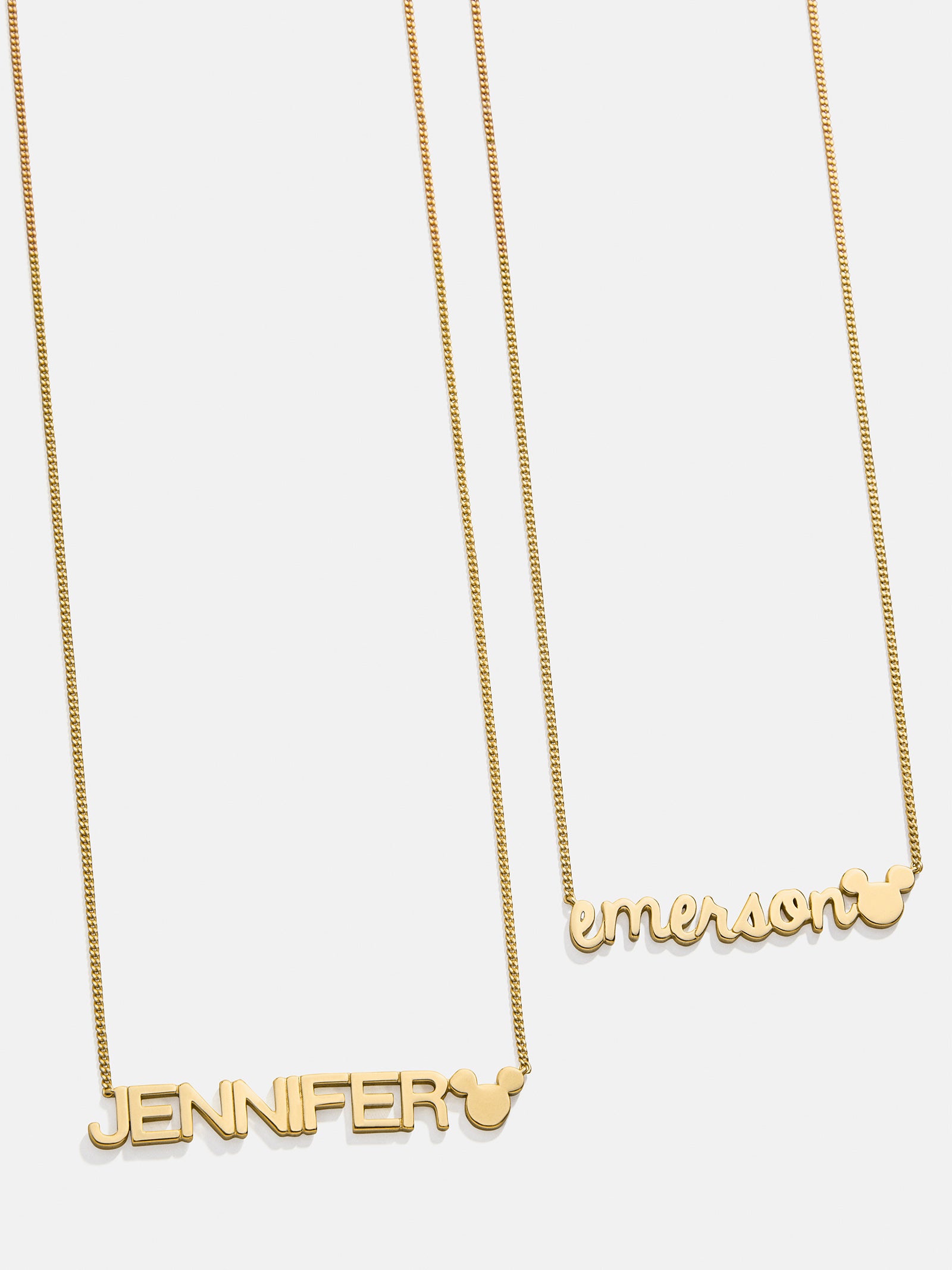 Disney Mickey Mouse 18K Gold Plated Sterling Silver Custom Nameplate Necklace - Gold/Pav??