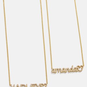 Disney Mickey Mouse 18K Gold Plated Sterling Silver Custom Nameplate Necklace - Gold/Pav??