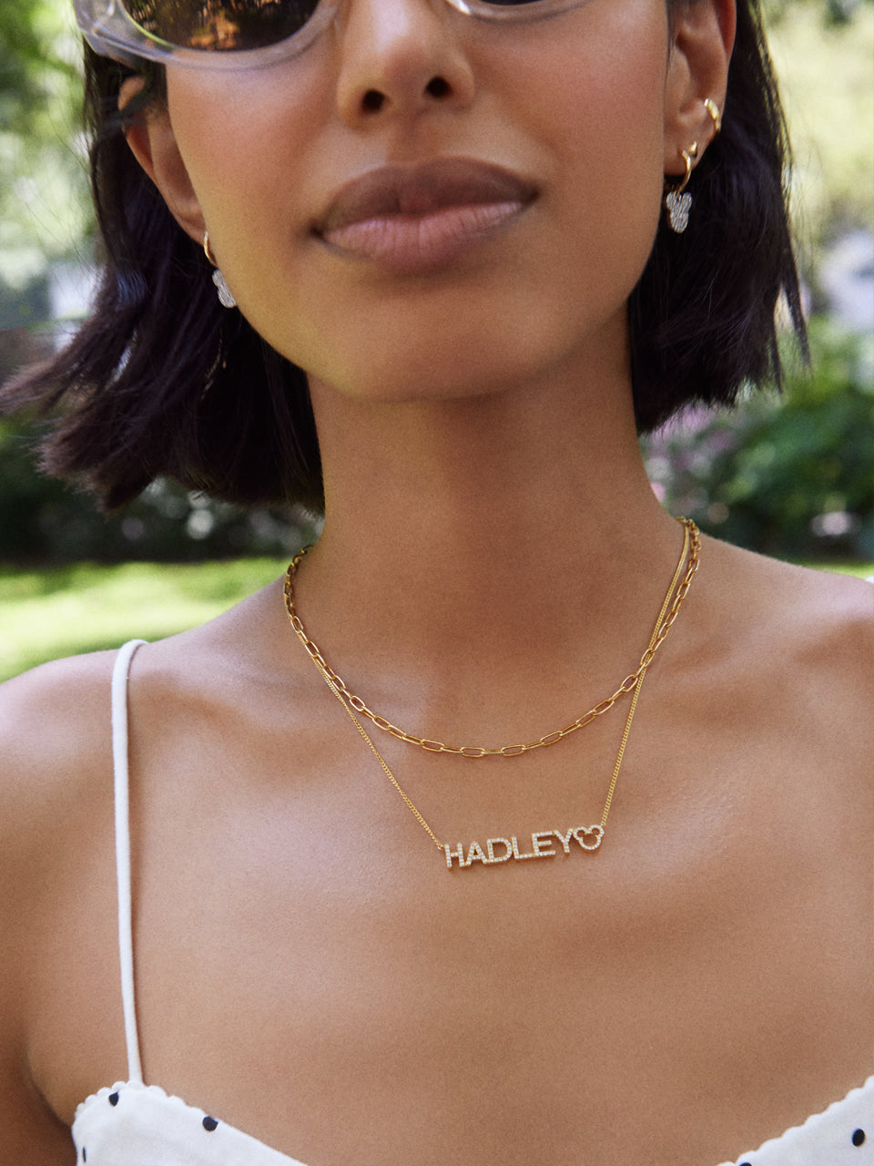 Disney Mickey Mouse 18K Gold Plated Sterling Silver Custom Nameplate Necklace - Gold/Pav?? - Image 3