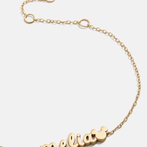 Disney Mickey Mouse 18K Gold Plated Sterling Silver Custom Nameplate Bracelet - Gold