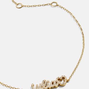 Disney Mickey Mouse 18K Gold Plated Sterling Silver Custom Nameplate Bracelet - Gold/Pav??