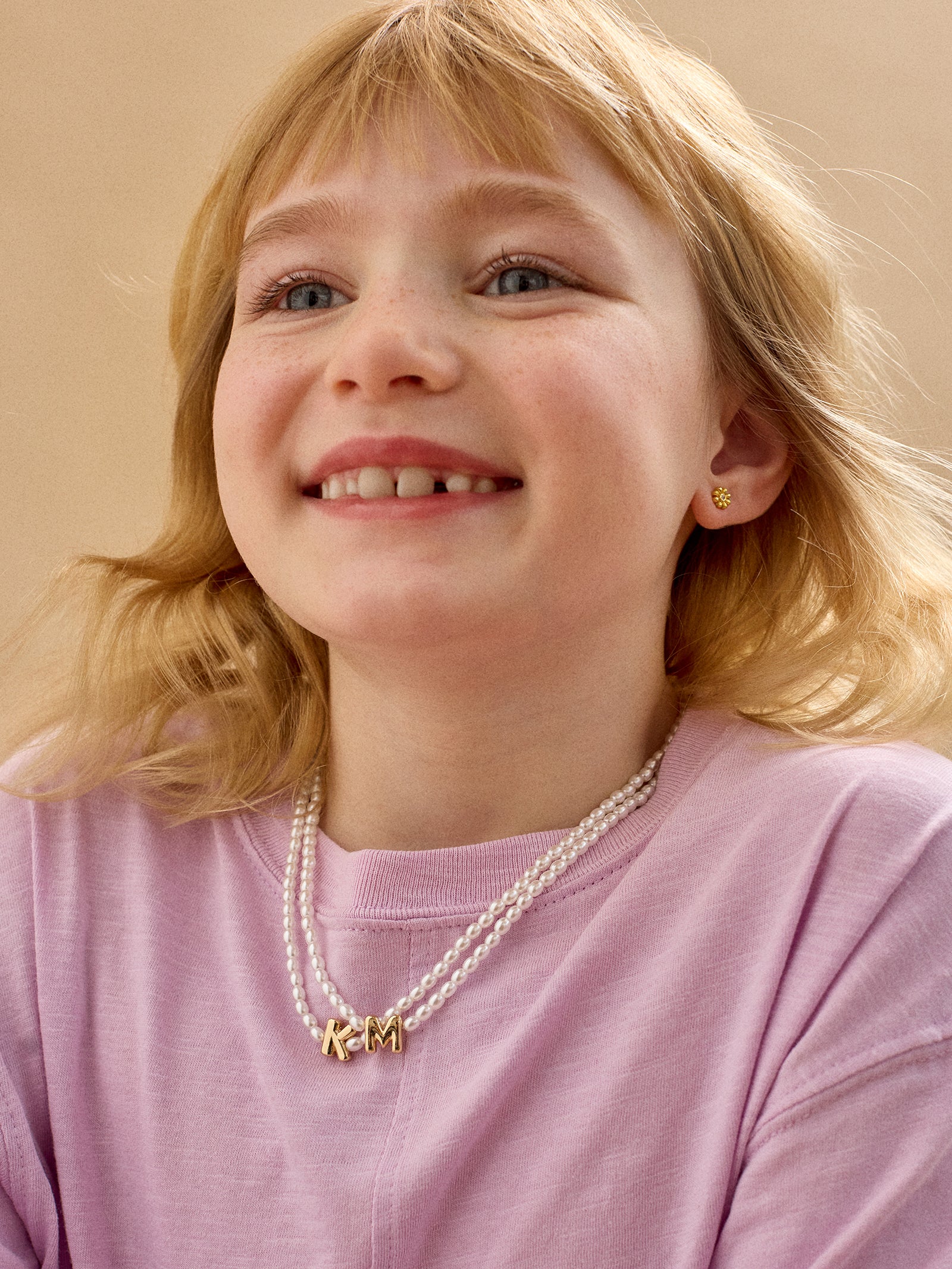 Playful Pearls Kids' Initial Necklace - Gold/Pearl - Image 2