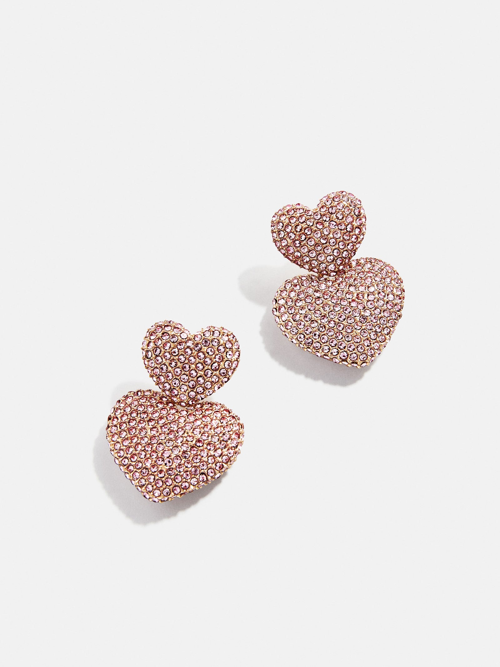 Harley Statement Earrings - Double Pink Pav?? Heart Earrings