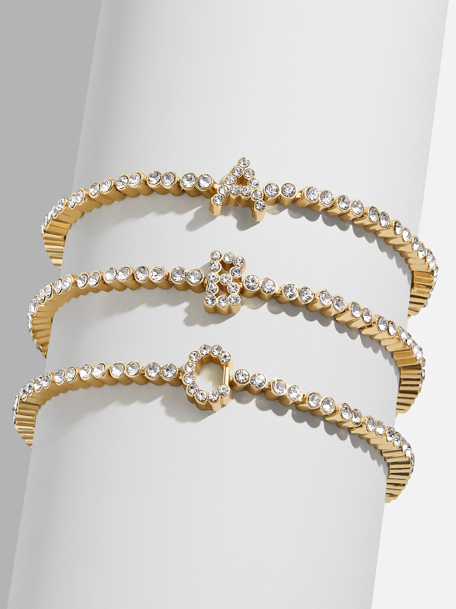 Tennis Initial Bracelet - Gold/Pav??