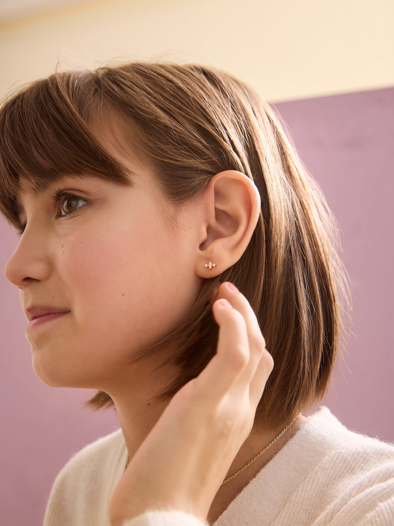 Serene 18K Gold Kids' Earrings - Gold/Pav?? - Image 2