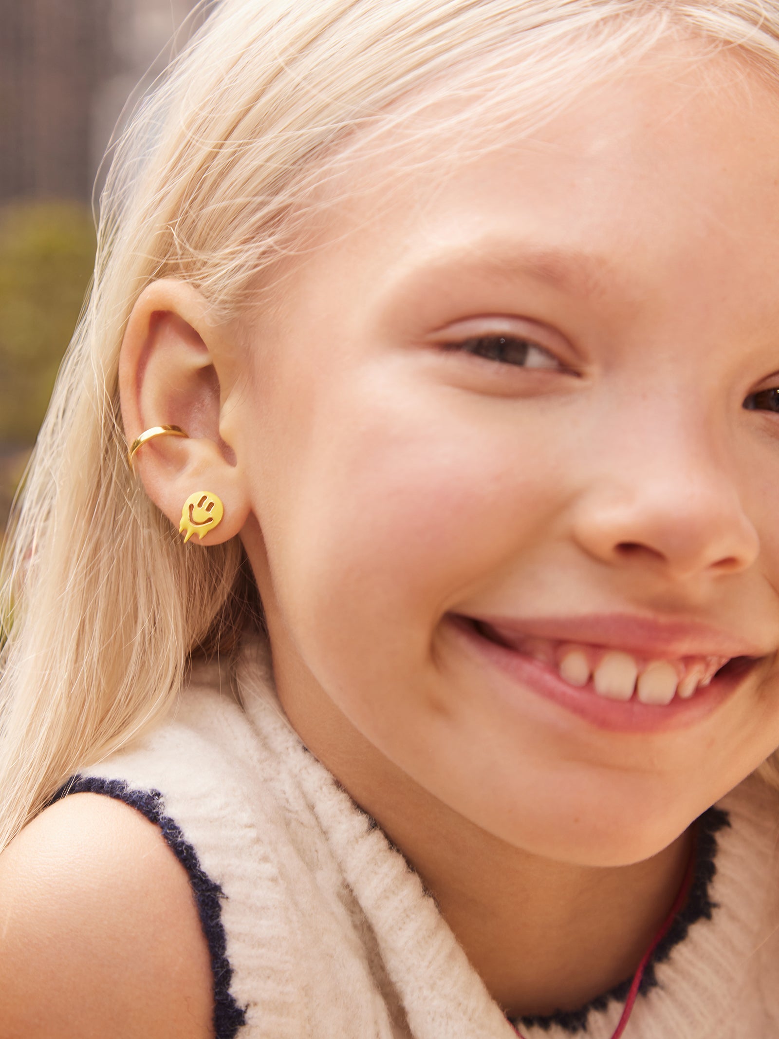Smile Drip 18K Gold Kids' Earrings - Smiley - Image 2