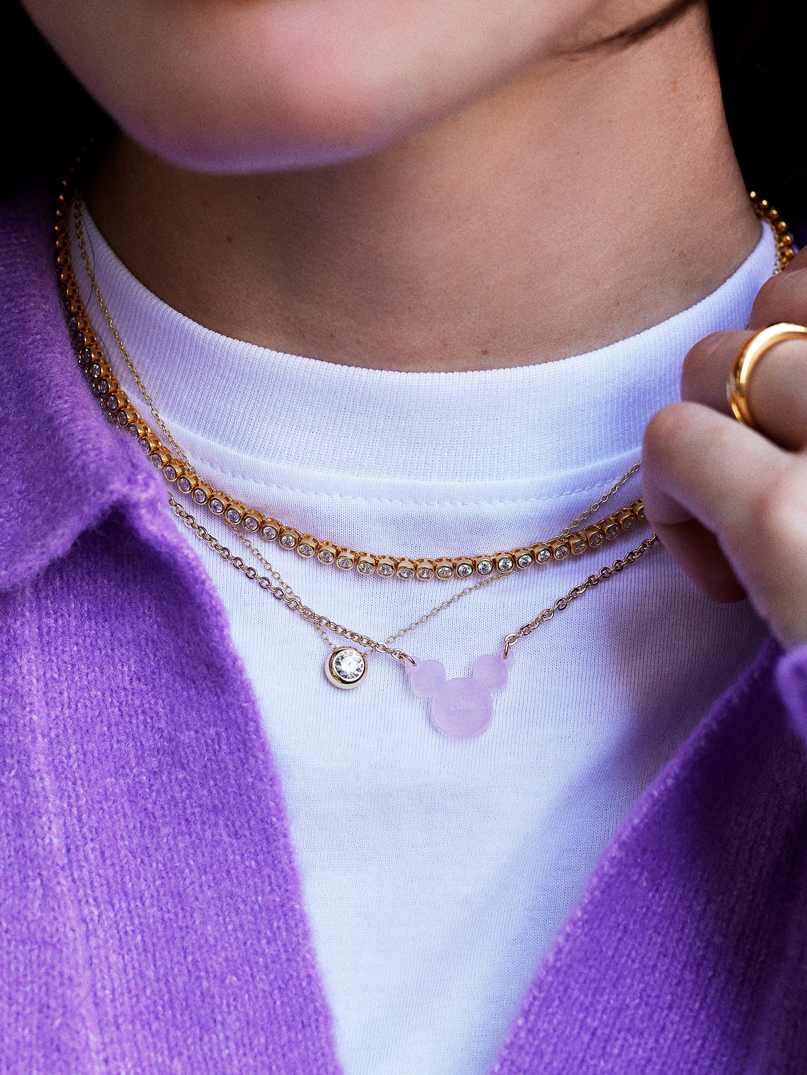 Disney Mickey Mouse Acrylic Custom Necklace - Translucent Purple - Image 2