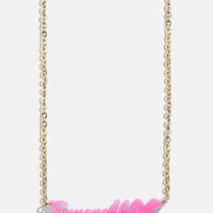 Disney Mickey Mouse Acrylic Custom Nameplate Necklace - Translucent Magenta