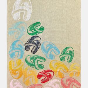 Retro Bubble Custom Initial Blanket - Beige/Multi