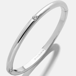 Nadia Classic Hinge Bangle - Classic Thin Silver Single Bezel