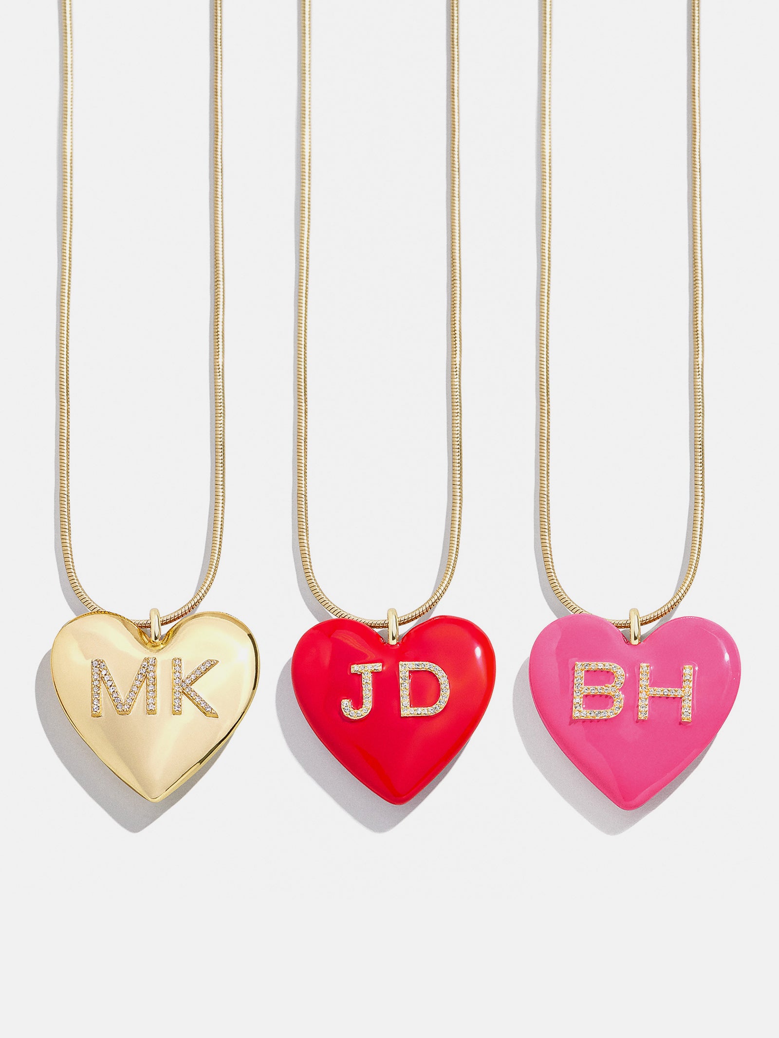Millie Bubble Heart Custom Initial Necklace - Hot Pink