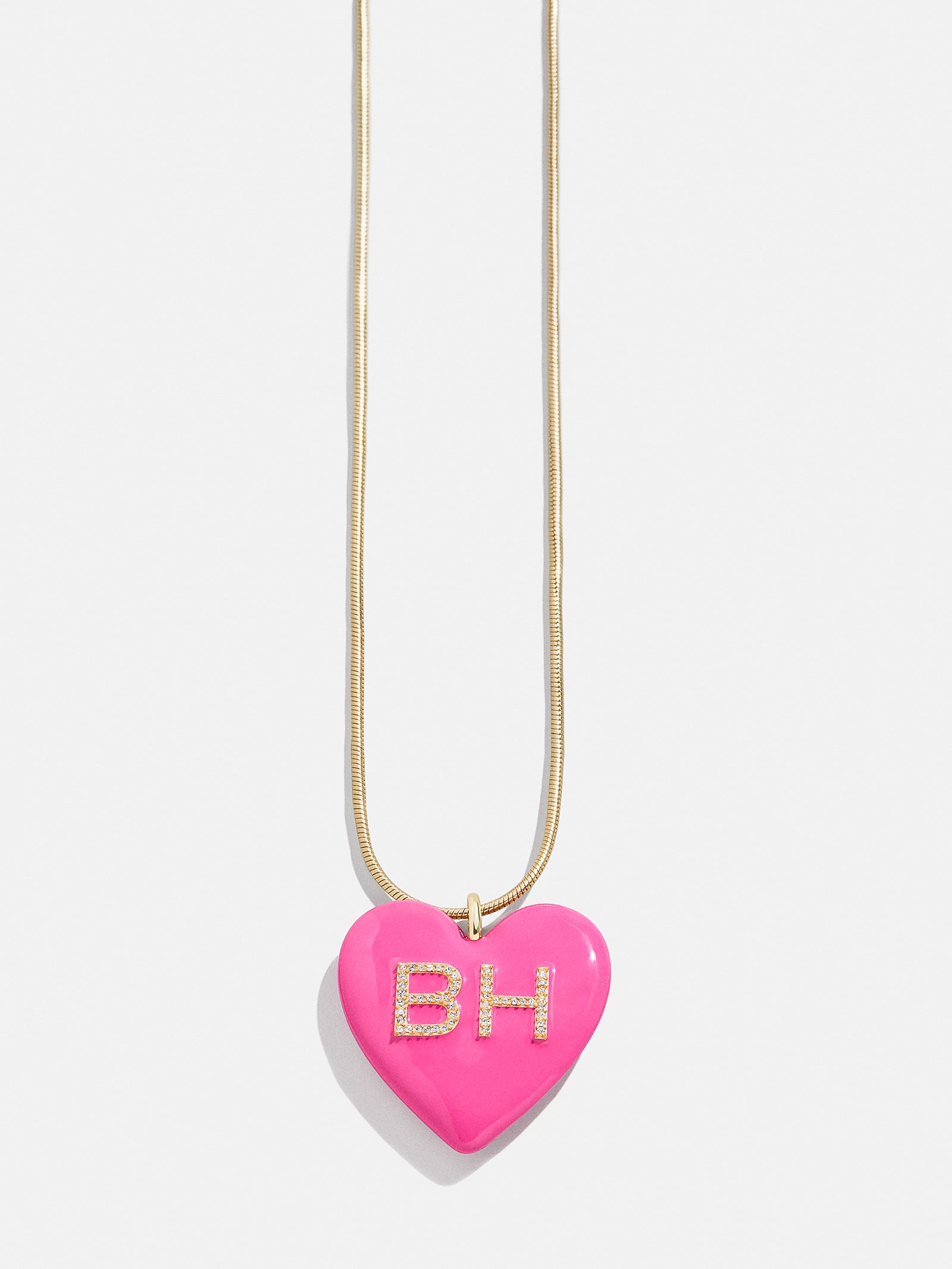 Millie Bubble Heart Custom Initial Necklace - Hot Pink - Image 3