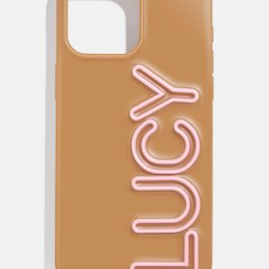 Fine Line Custom iPhone Case - Brown/Blush