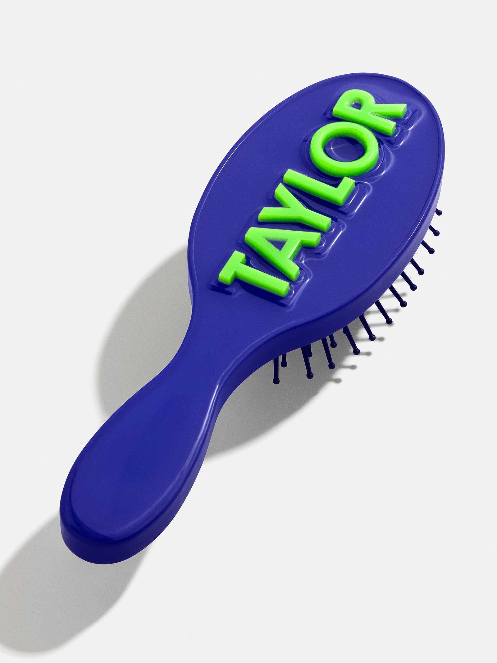 Mini Block Font Custom Hair Brush - Navy/Green